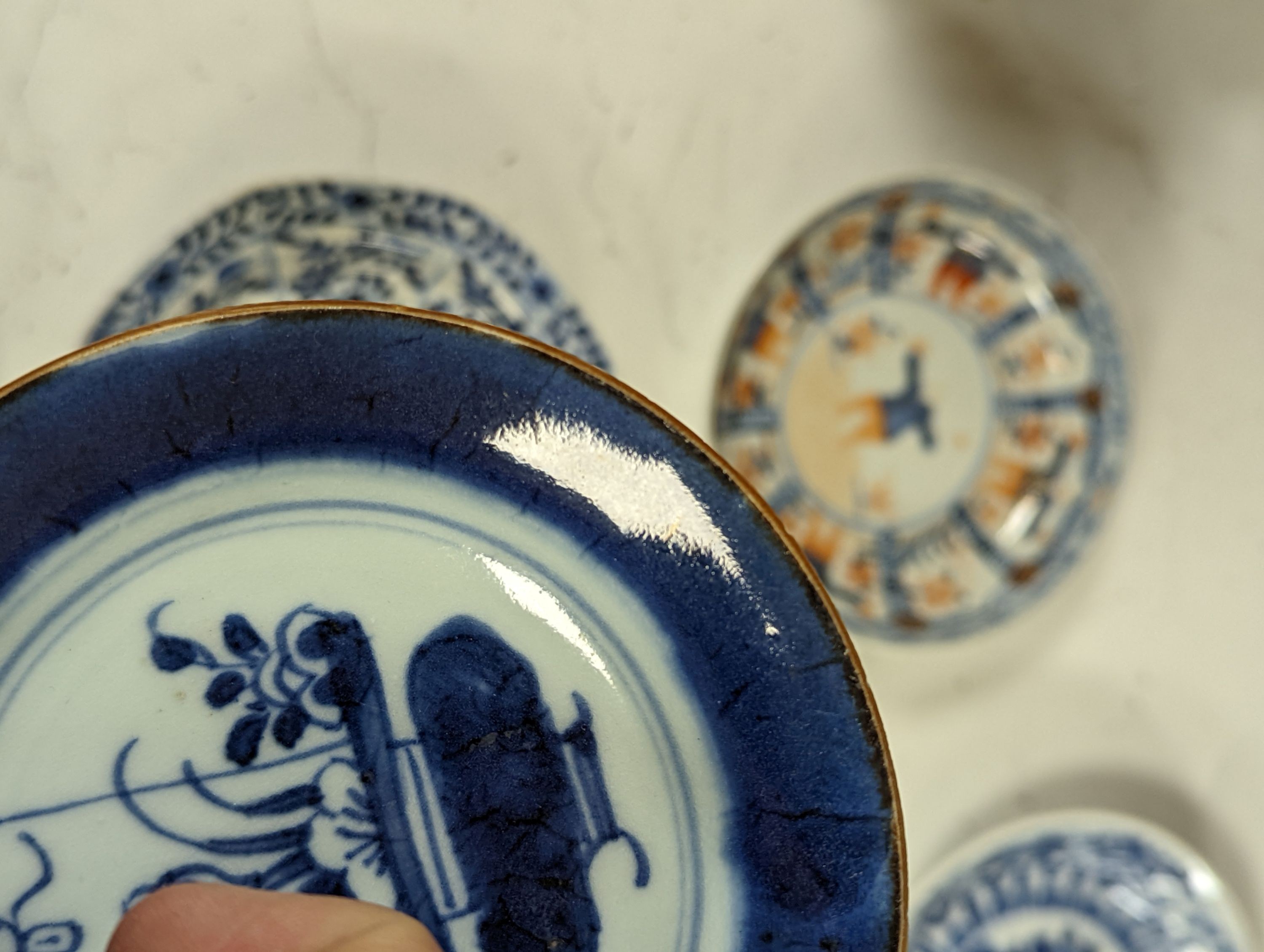 Ten various Chinese porcelain saucer dishes, largest 15cm